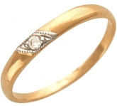 Интересное обручальное кольцо с 1 бриллиантом 0.03 карат, 6/5 из красного золота 585