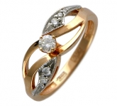 Кольцо из красного золота 585 пробы с бриллиантом