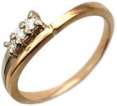 Фантазийное кольцо с 3мя бриллиантами 0.14 карат из комбинированного золота 585 пробы