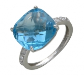 Кольцо из белого золота 585 пробы с топазом