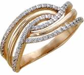 Кольцо из красного золота 585 пробы с фианитами