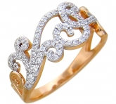 Кольцо из красного золота 585 пробы с фианитами
