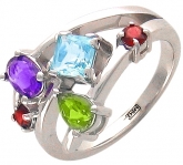 Кольцо из белого золота 585 пробы с топазом