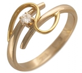 Кольцо из комбинированного золота 750 пробы с бриллиантом