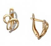 Серьги из красного золота 585 пробы с фианитами