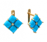 Серьги из красного золота 585 пробы с фианитами