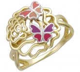 Кольцо без вставок из комбинированного золота 585 пробы