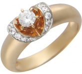 Кольцо с фианитами из красного золота 585 пробы