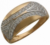 Кольцо с фианитами из красного золота 585 пробы