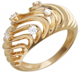 Кольцо с фианитами из красного золота 585 пробы