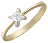 Кольцо с фианитами из комбинированного золота 585 пробы