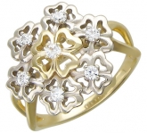 Кольцо с фианитами из комбинированного золота 585 пробы