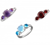 Кольцо с аметистами из белого золота 585 пробы