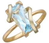 Кольцо с топазом из комбинированного золота 585 пробы