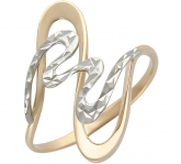 Кольцо без вставок из комбинированного золота 585 пробы