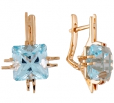 Серьги с топазом из красного золота 585 пробы