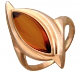 Кольцо с янтарем из красного золота 585 пробы