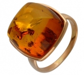 Кольцо с янтарем из красного золота 585 пробы