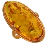 Кольцо с янтарем из красного золота 585 пробы