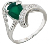 Кольцо с корундом и цирконом из серебра 925 пробы