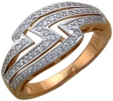 Кольцо с фианитами из красного золота 585 пробы