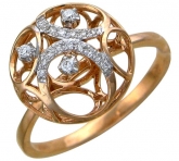 Кольцо с бриллиантами из красного золота 585 пробы