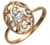 Кольцо с бриллиантами из красного золота 585 пробы