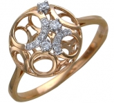 Кольцо с бриллиантами из красного золота 585 пробы