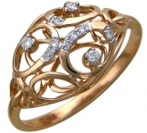 Кольцо с бриллиантами из красного золота 585 пробы
