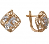 Серьги с бриллиантами из красного золота 585 пробы