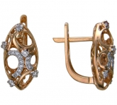 Серьги с бриллиантами из красного золота 585 пробы