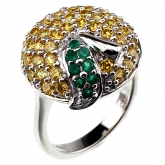 Кольцо из серебра 925 пробы с кубиком циркония, агатом