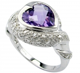 Кольцо с аметистом и топазом из серебра 925 пробы