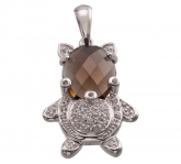 Подвеска с топазом и кварцем из серебра 925 пробы