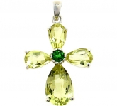 Подвеска с кварцем и хромдиопсидом из серебра 925 пробы