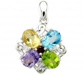 Подвеска цитрином, топазом, перидотом, аметистами и гранатом из серебра 925 пробы