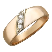 Обручальное кольцо шириной 6мм из комбинированного золота 585 пробы с фианитами