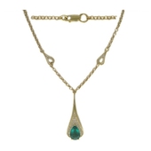 Колье с изумрудом и бриллиантами из желтого золота 750 пробы