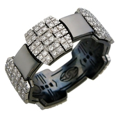 Печатка с бриллиантами из белого золота 750 пробы