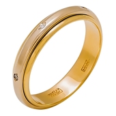 Обручальное кольцо шириной 4мм с фианитами из комбинированного золота 585 пробы 