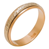 Обручальное кольцо шириной 4мм без вставок из комбинированного золота 585 пробы 
