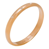 Обручальное кольцо шириной 3,1мм с бриллиантами из красного золота 585 пробы