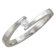 Кольцо с 1 бриллиантом весом 0.06 карата из белого золота 585 пробы