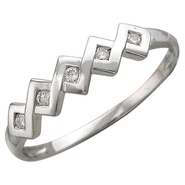 Кольцо с 5 бриллиантами весом 0.11 карата из белого золота 585 пробы