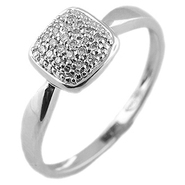 Кольцо с 24 бриллиантами весом 0.07 карата из белого золота 585 пробы
