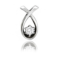 Подвеска с 1 бриллиантом весом 0.1 карата из белого золота 585 пробы