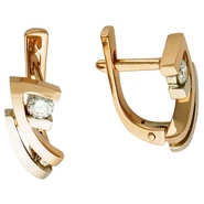 Серьги с 2 бриллиантами весом 0.25 карата из комбинированного золота 585 пробы