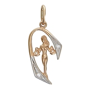 Подвеска знаки зодиака «Весы» с фианитами из красного золота 585 пробы