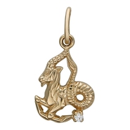 Подвеска знаки зодиака «Козерог» с фианитами из красного золота 585 пробы