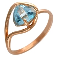 Кольцо с 1 топазом весом 2.02 карат из красного золота 585 пробы